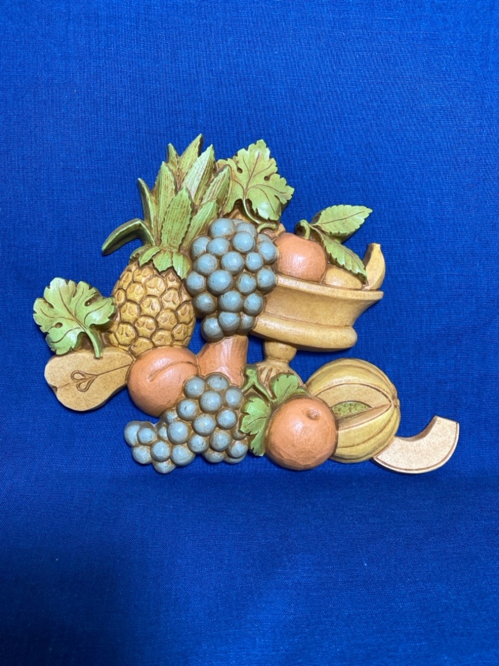 Vintage Fruit Wall Plaque in Green, Orange, and Blue by Dart Ind.